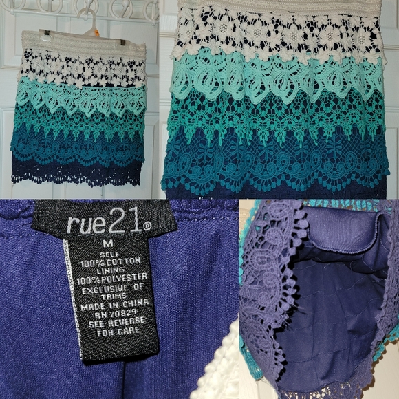 2 Piece Rue 21 Embroidered Set Mini Skirt and Short - Size Mediums - Picture 1 of 2